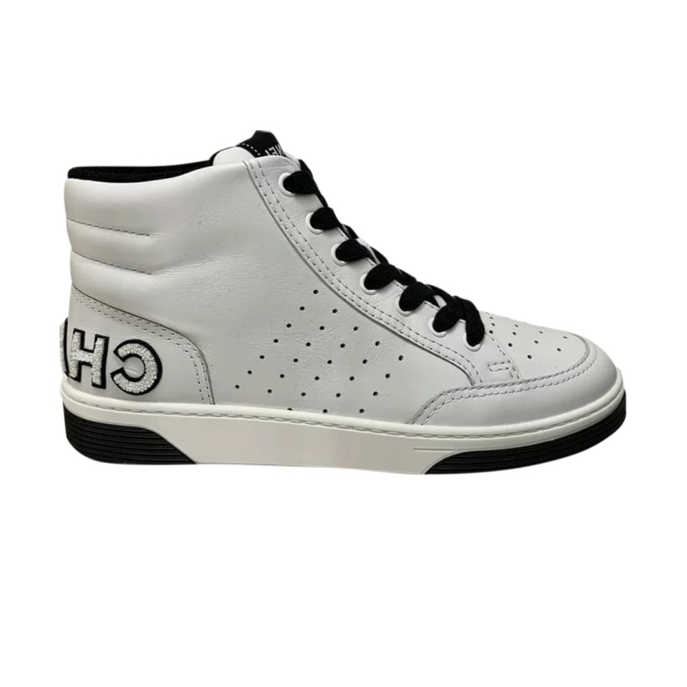 Authentic Chanel High Top Trainers 'White Black'